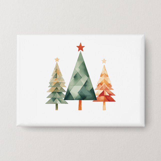 Chapa Pinos de Navidad en acuarela (Anverso)