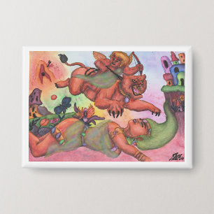 Chapa Pintura de Acuarela Sueños Mujer Eros monta Leona