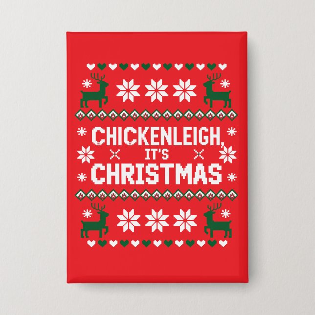 Chapa Polloleigh Es Navidad Divertida Navidad Pollo  (Anverso)