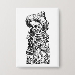 Chapa Posada Calavera con Bigote y Tequila