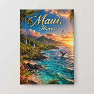 Chapa Póster de viaje de la costa tropical de Maui Hawai