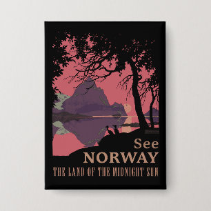 Chapa Póster minimalista de atardecer en Noruega - Fiord