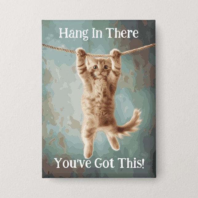 Chapa Póster Motivacional Divertido del Gato "Aguanta" (Anverso)