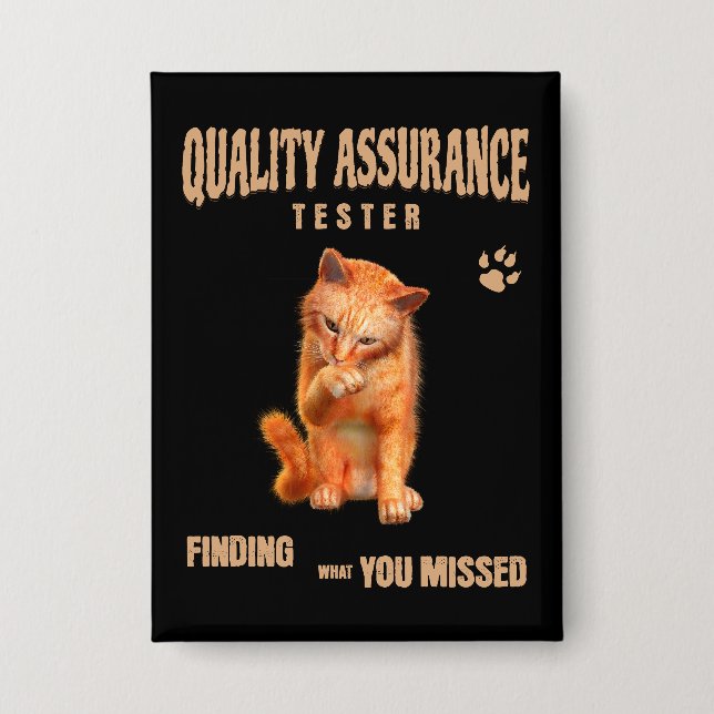 Chapa Probador de QA Gato Humor (Anverso)
