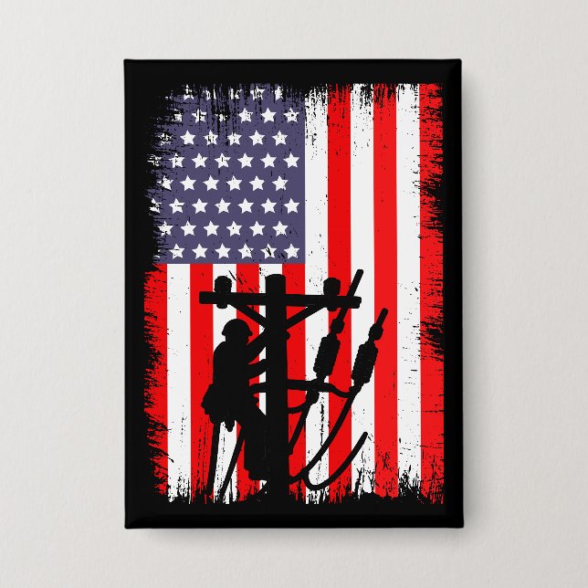 Chapa Proud American Lineman Patriotic Utility Worker (Anverso)