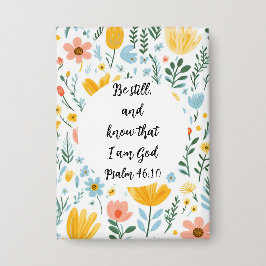 Chapa Psalm 46:10 Floral Button