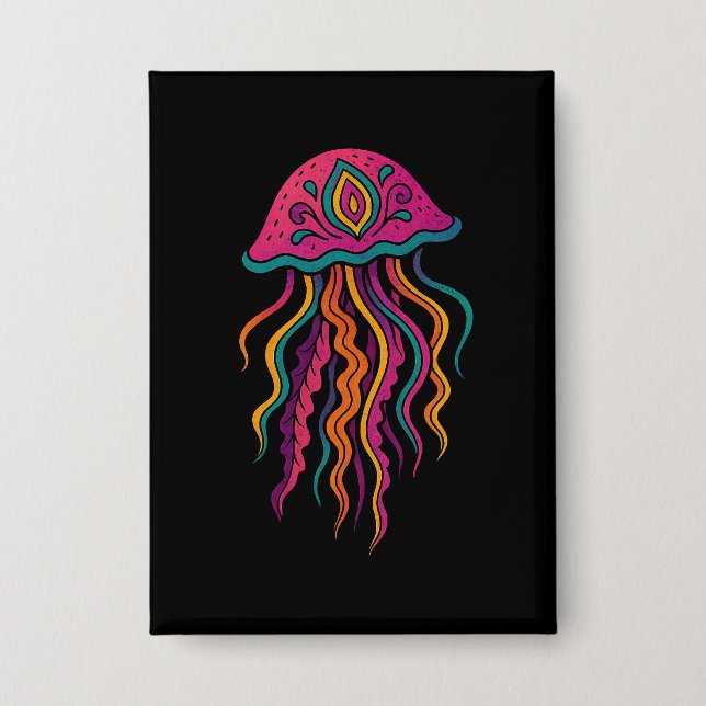 Chapa Psychedelic Jellyfish Button – Ocean Vibes (Anverso)
