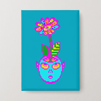 Chapa Psychedelle Pixel Art POT HEAD Button