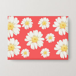 Chapa Rectángulo de flores amarillas y blancas, 3,5" x 2