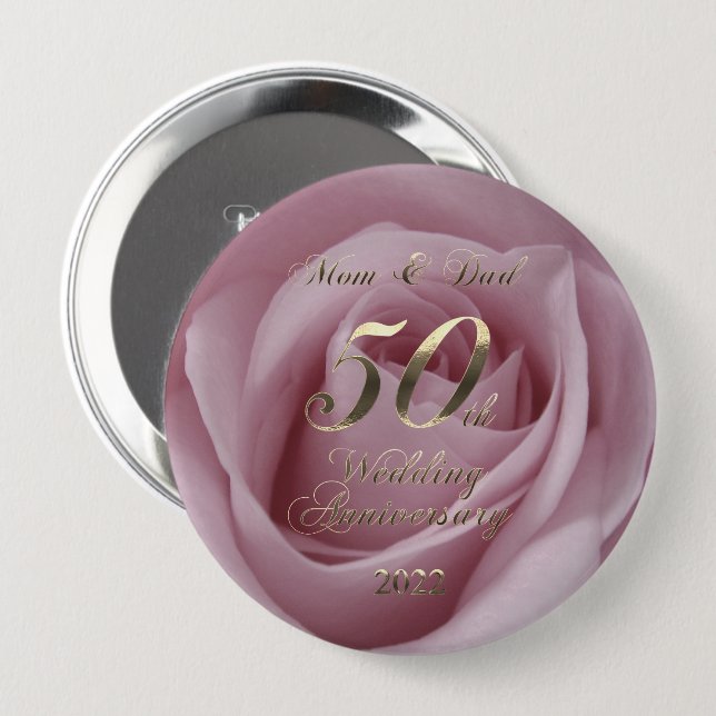 Chapa Redonda De 10 Cm 2022 Rose Golden Wedding 50th Anniversary Parents (Anverso y reverso)