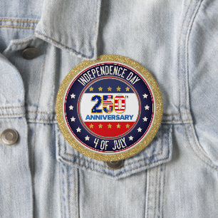 Chapa Redonda De 10 Cm 250º Aniversario USA Patriótico    1776–2026