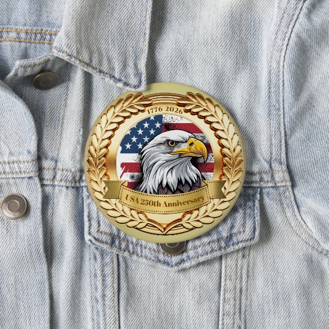 Chapa Redonda De 10 Cm 250th Anniversary USA Patriotic | 1776–2026 Button (In situ)