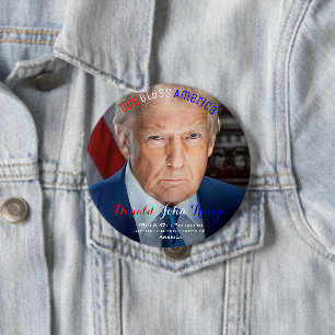 Chapa Redonda De 10 Cm 45º y 47º Presidente de EE. UU. Donald Trump