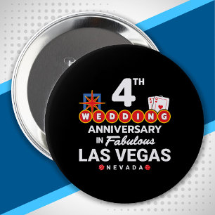 Chapa Redonda De 10 Cm 4.º Aniversario Boda Parejas Las Vegas Viaje