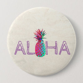 Chapa Redonda De 10 Cm Adorable Aloha Hawaiian Pineapple