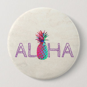 Chapa Redonda De 10 Cm Adorable Aloha Hawaiian Pineapple