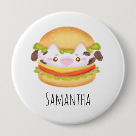 Chapa Redonda De 10 Cm Adorable Cow Hamburger