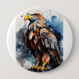 Chapa Redonda De 10 Cm Águila de Samurai: Escena de campo de batalla hipe