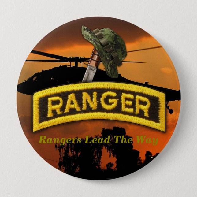 Chapa Redonda De 10 Cm Airborne Rangers Veterans Vets LRRP (Anverso)