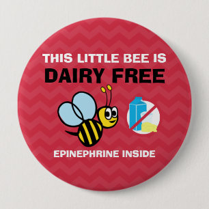 Chapa Redonda De 10 Cm Alarma personalizada abeja libre de la alergia de
