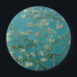 Chapa Redonda De 10 Cm Almond Blossom, Oil Painting, Vincent Van Gogh<br><div class="desc">Vincent Van Gogh,  February 1890
oil on canvas
post-impressionist oil painting depicting a flowering blooming almond tree with white flowers and green-blue branches against a muted teal background

sophisticated elegant fancy chic quirky boho stately eclectic bohemian maximalist fine modern classic art decor</div>