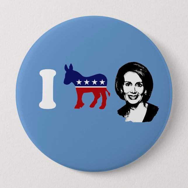 Chapa Redonda De 10 Cm Amo a Nancy Pelosi 2 (Anverso)