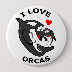 Chapa Redonda De 10 Cm Amo la insignia de la diversión de las orcas