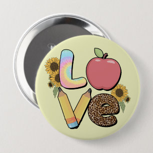 Chapa Redonda De 10 Cm Amor - Colorido diseño docente con Apple y lápiz