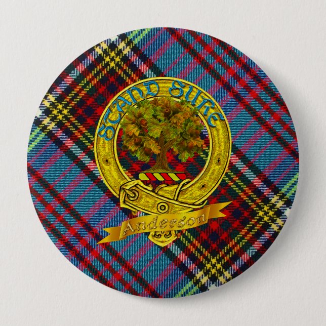 Chapa Redonda De 10 Cm Anderson Clan Tartan & Motif (Anverso)