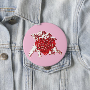 Chapa Redonda De 10 Cm Ángel Heart Button PINK