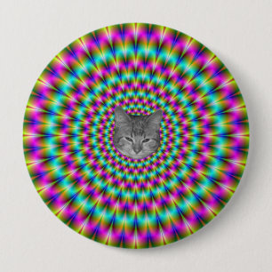 Chapa Redonda De 10 Cm Anillos rosados y verdes + gato