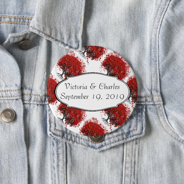 Chapa Redonda De 10 Cm Árbol de hojas del corazón rojo (In situ)