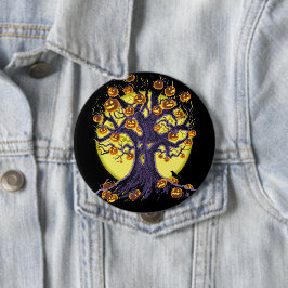 Chapa Redonda De 10 Cm Árbol Jack O'Lantern