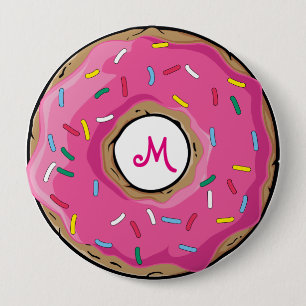Chapa Redonda De 10 Cm Arcoiris rosado rociado Donut