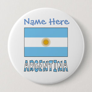 Chapa Redonda De 10 Cm Argentina Bandera Argentina Azul Personalización
