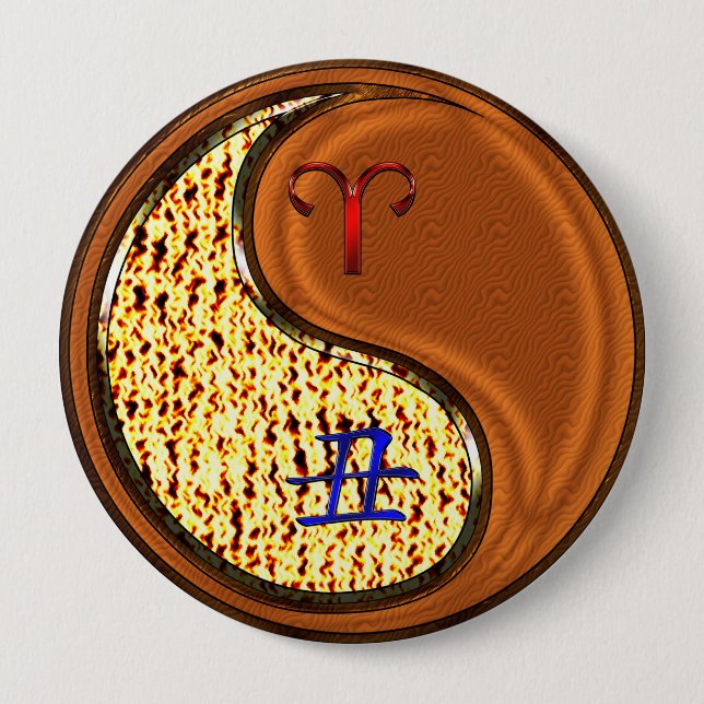 Chapa Redonda De 10 Cm Aries y Wood Ox (Anverso)