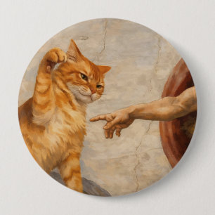 Chapa Redonda De 10 Cm Arte de meme de gato divertido Creación de Adán co