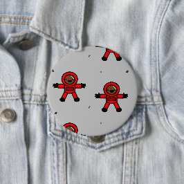 Chapa Redonda De 10 Cm Astronautas rojos sobre gris