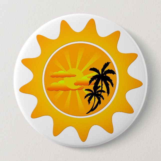 Chapa Redonda De 10 Cm Atardecer tropical (Anverso)