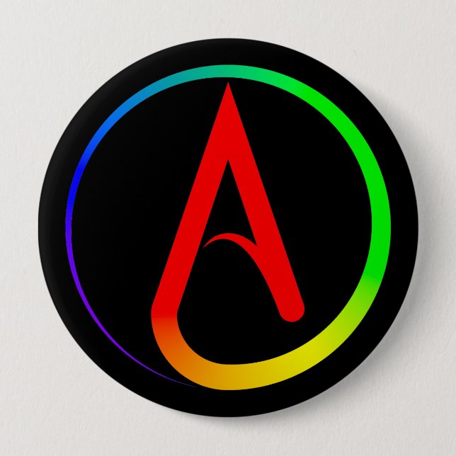 Chapa Redonda De 10 Cm Atheist Symbol Rainbow (Anverso)