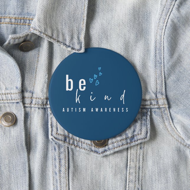 Chapa Redonda De 10 Cm autism awareness be kind blue hearts modern  (In situ)
