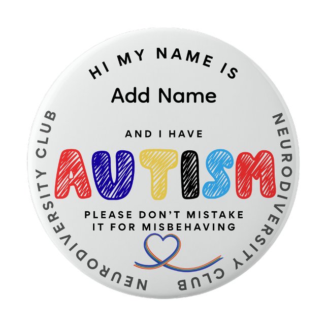 Chapa Redonda De 10 Cm Autism Pin  ID Neurodiversity club (Autism Awareness Pins)