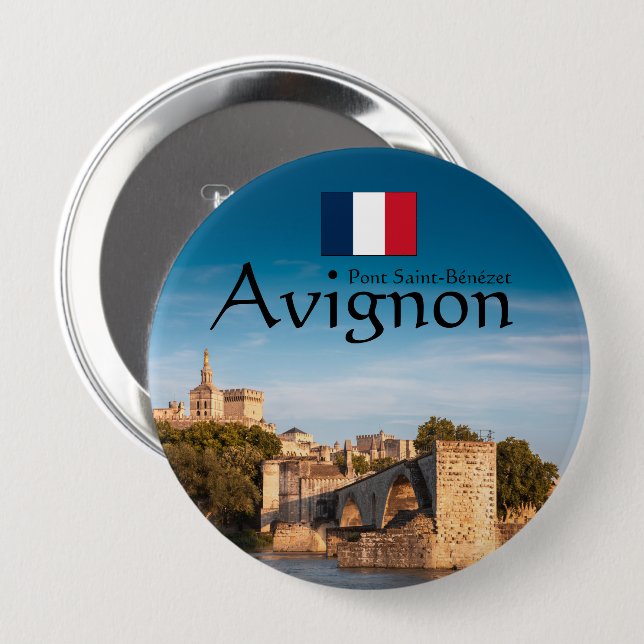 Chapa Redonda De 10 Cm Avignon Souvenir (Anverso y reverso)