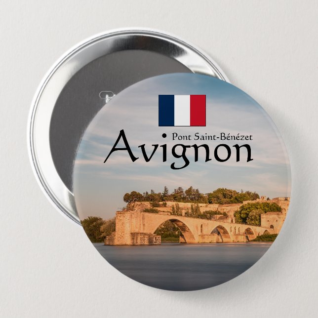Chapa Redonda De 10 Cm Avignon Souvenir (Anverso y reverso)