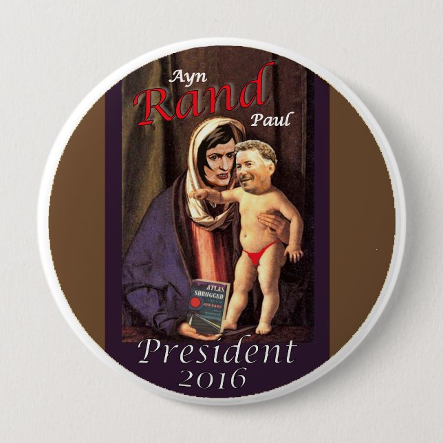 Chapa Redonda De 10 Cm Ayn Rand Paul (Anverso)