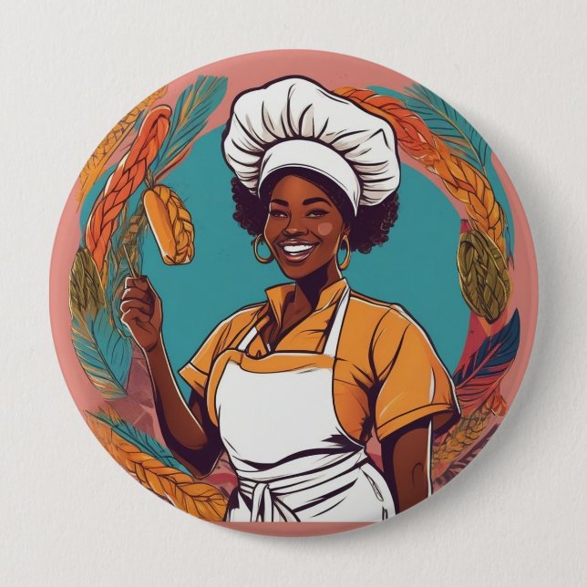 Chapa Redonda De 10 Cm badge afro (Anverso)