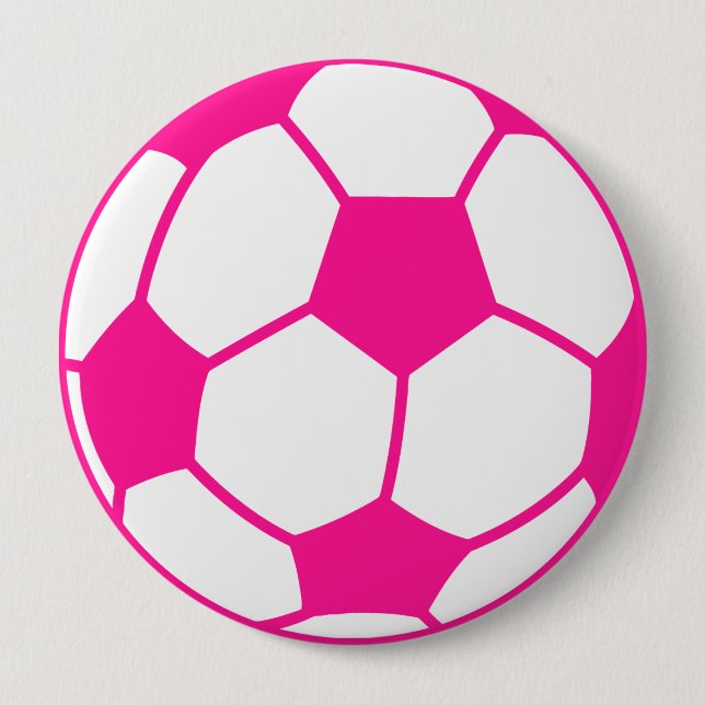 Chapa Redonda De 10 Cm Balón de fútbol rosa caliente (Anverso)