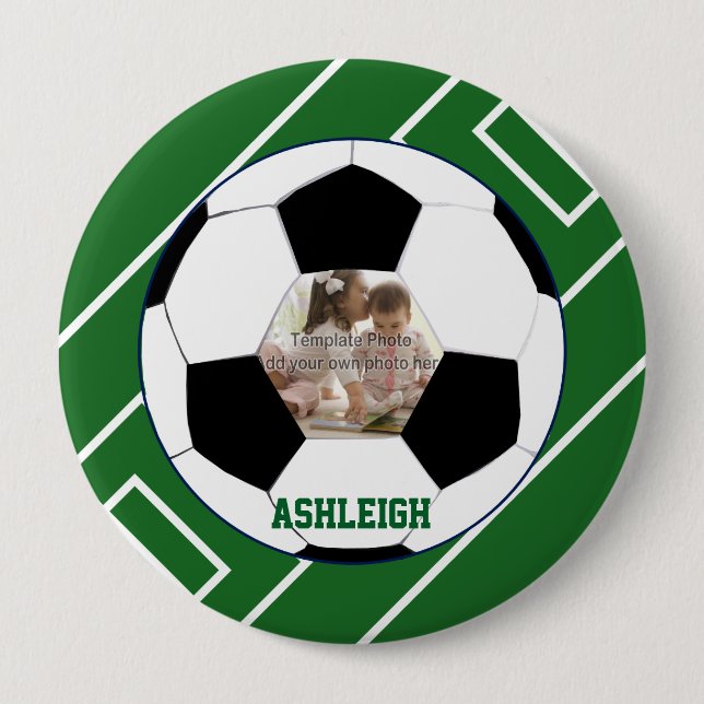 Chapa Redonda De 10 Cm Balón de fútbol y plantilla personalizados de la (Anverso)