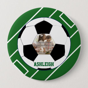 Chapa Redonda De 10 Cm Balón de fútbol y plantilla personalizados de la