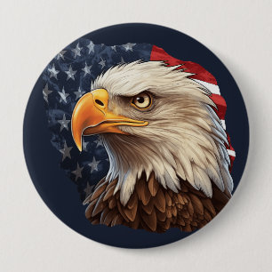 Chapa Redonda De 10 Cm Bandera americana águila calva